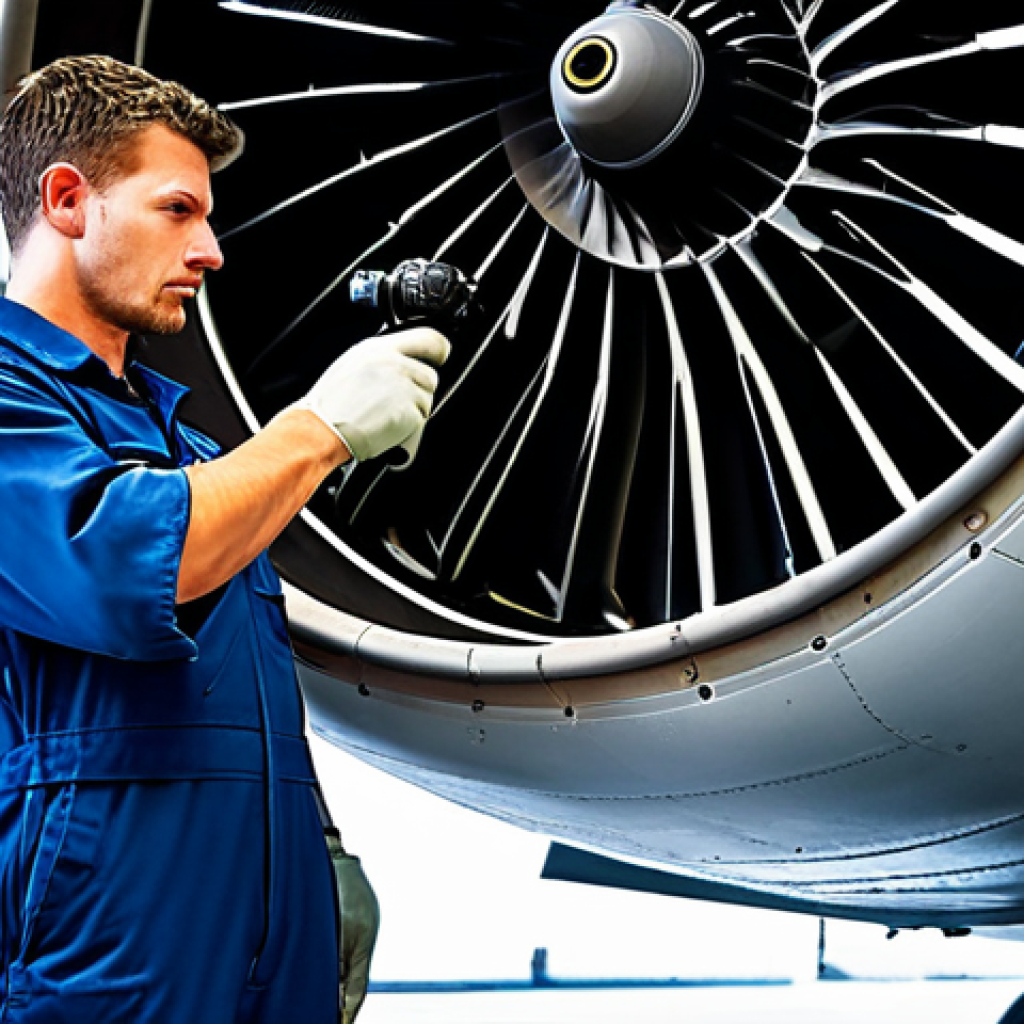 항공정비사의 실수 사례 분석 - **

"A meticulous aircraft mechanic, fully clothed in work overalls, carefully inspecting an engine ...